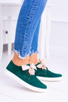 Зелені шкіряні жіночі тенісні туфлі