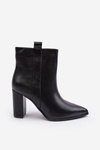 Жіночі шкіряні чоботи на каблуці Чорні Vevine