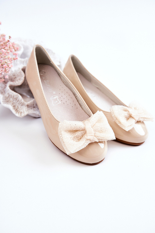 Дитячі лаковані балетки з бантом Бежеві Zolly