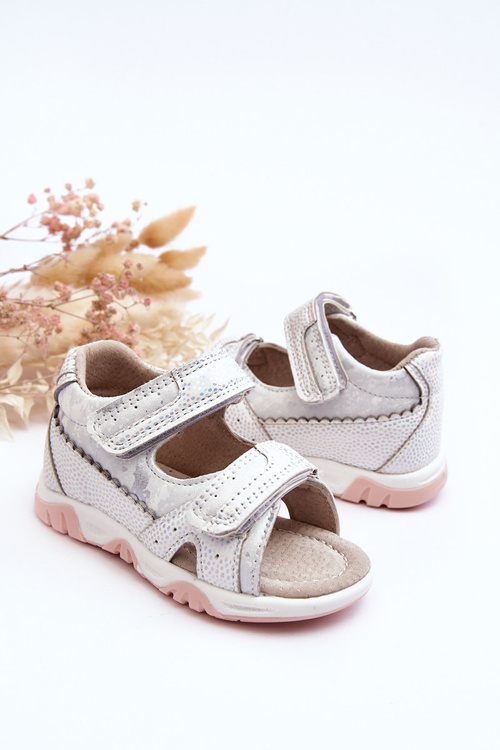 Дитячі зручні босоніжки на липучці білого кольору Аляска