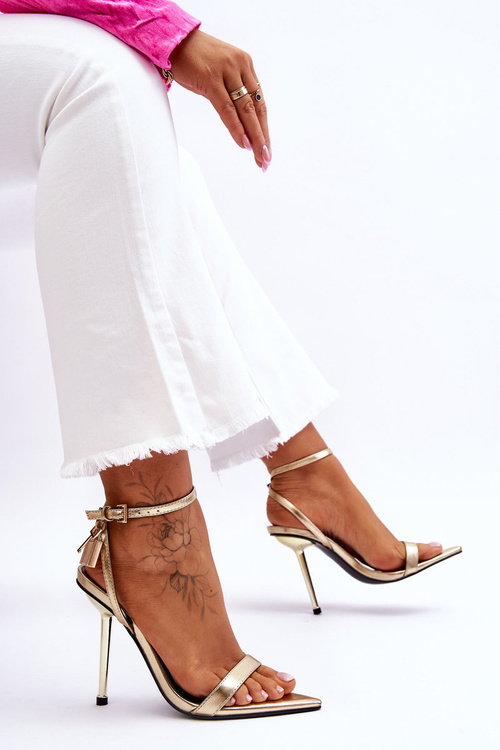 Елегантні босоніжки на високому каблуці з орнаментом Золота Zaria