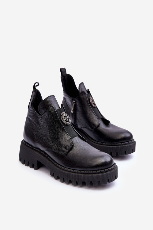 Жіночі шкіряні чоботи з орнаментом Black Lusanna