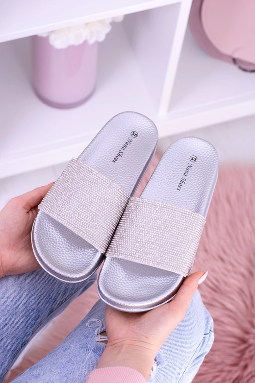 Жіночі шльопанці з цирконію MadameCristal Silver