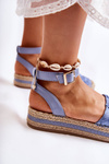Жіночі босоніжки еспадрільї на платформі синього кольору Susane