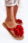 Жіночі шльопанці з тканинним орнаментом Червоні Eviana