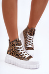 Жіночі високі кросівки з леопардовим малюнком коричневого кольору Florensi