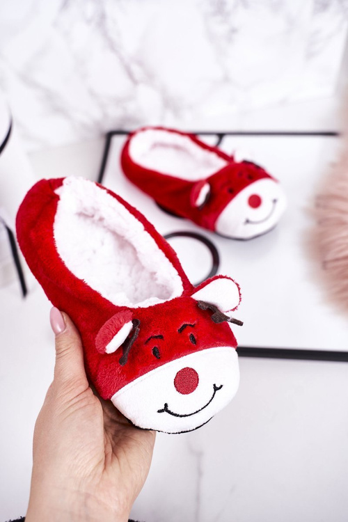 Дитячі різдвяні тапочки з оленями1 Red Xmas