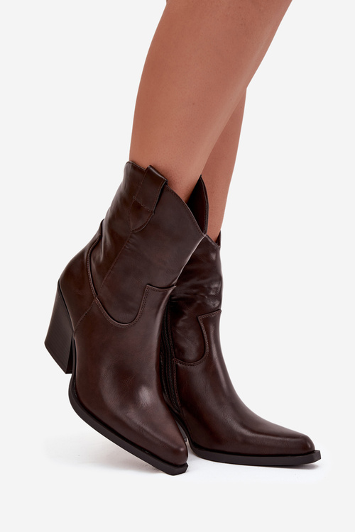 Жіночі Ковбойські Чоботи Еко Шкіра На Підборах Шоколадні Sorelia