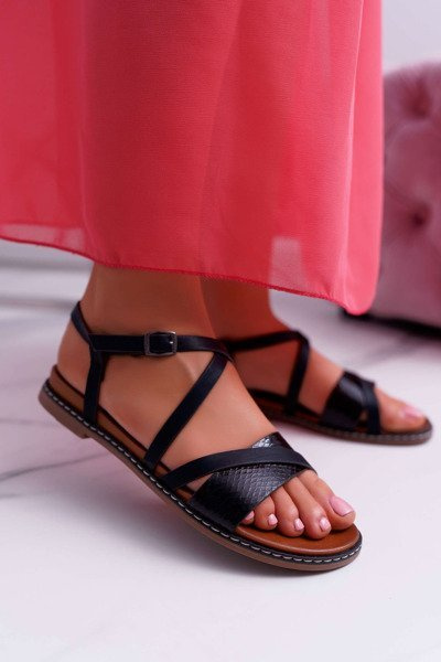 Жіночі сандалі на плоскій підошві Sergio Leone SK019 Black Dariana