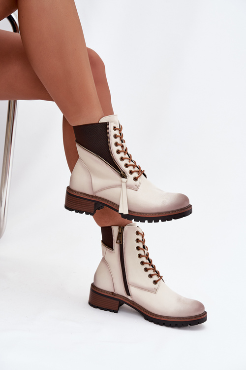 Жіночі утеплені чоботи на платформі Vinceza 58559 бежеві