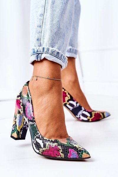 Шкіряні човники зі змійковим візерунком Lewski Shoes 2453 Барвисті