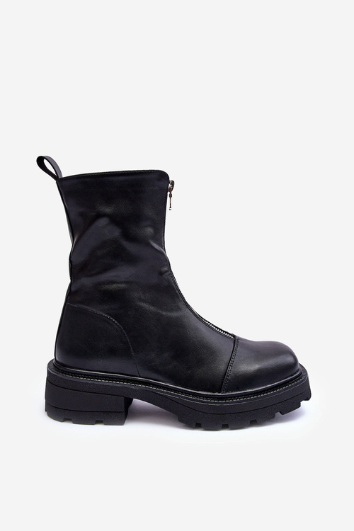 Жіночі шкіряні черевики на блискавці чорні Aravalur