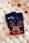 Шкарпетки дитячі "З Різдвом Христовим" олені темно-синьо-червоні 