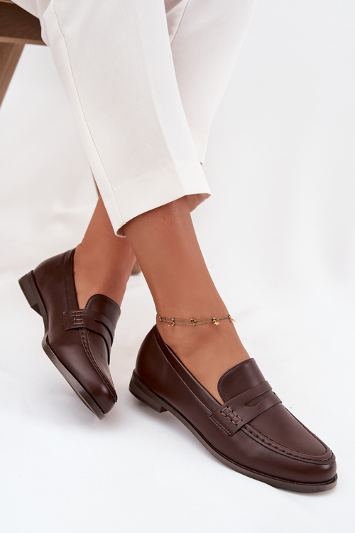 Мокасини Лофери Жіночі З Екологічної Шкіри Коричневі Бессіна