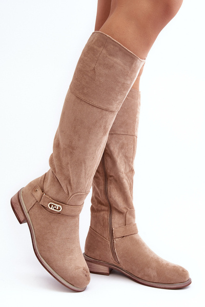 Ботильйони із замшевою підкладкою на плоскій підошві SBarski HY07-31 Бежеві