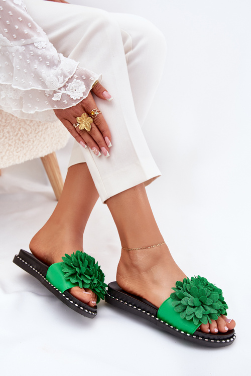Жіночі шлепанці, прикрашені квітами зелені Cellanen