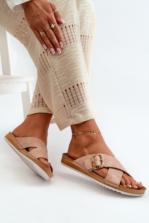 Зручні жіночі шльопанці з пряжкою Inblu VO000012 світло-рожевого кольору