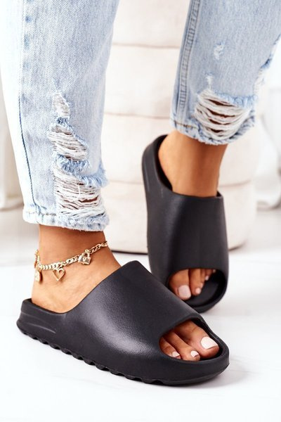 Гумові тапочки на платформі Black Squishy