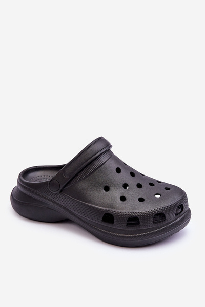 Поролонові босоніжки Crocs на масивній підошві Чорні Katniss