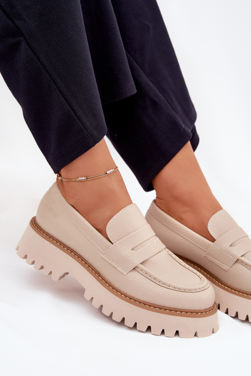 Жіночі Мокасини На Платформі І З Плоским Каблуком Big Star NN274050 Бежеві