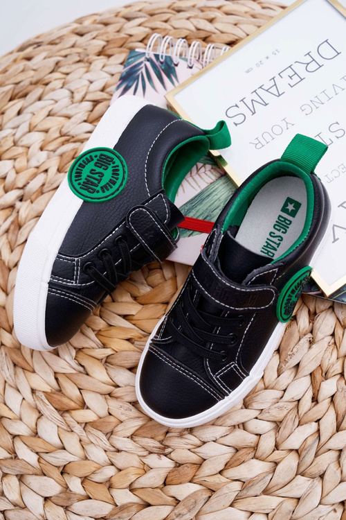 Дитячі кросівки на липучці Big Star FF374087 чорно-зелені