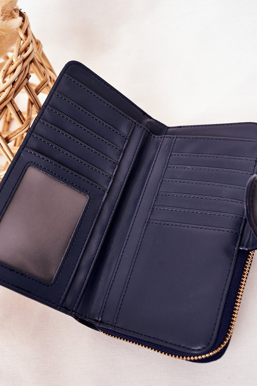 Великий жіночий гаманець з кишенею темно-синій