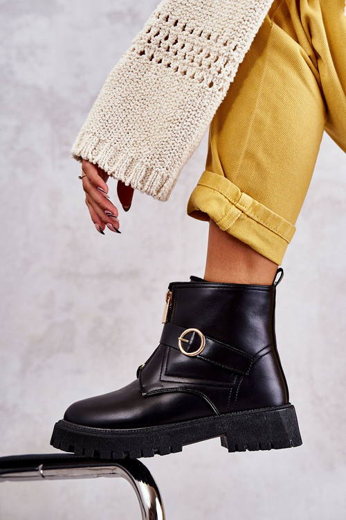 Шкіряні теплі черевики на блискавці Чорні Verina