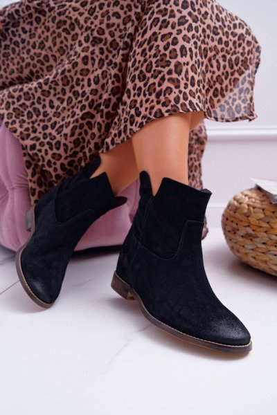 Жіночі чоботи на плоскій каблуці чорні Nicole 2419