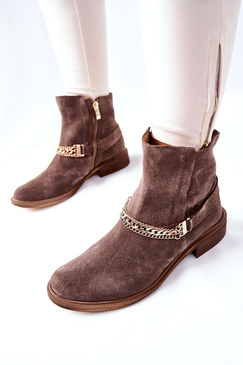 Жіночі замшеві черевики Nicole Leather Brown Dome