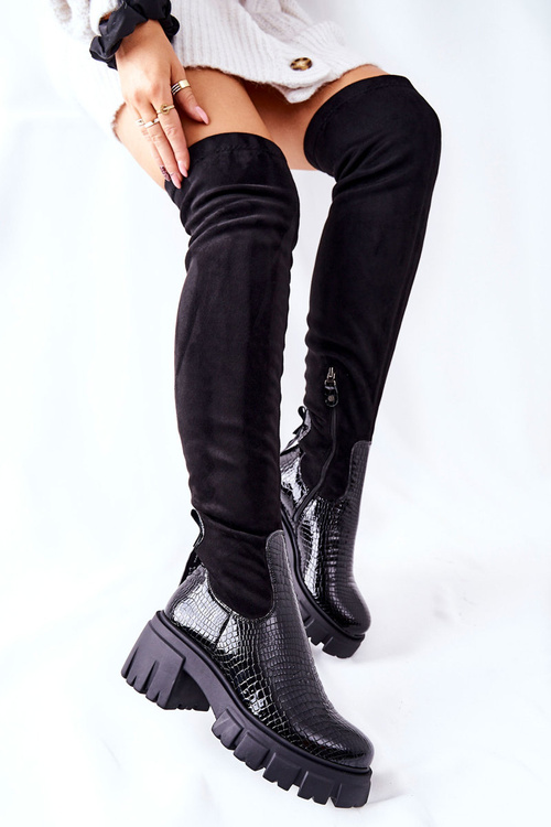Шкіряні черевики Maciejka Crocodile Black 05260-01 