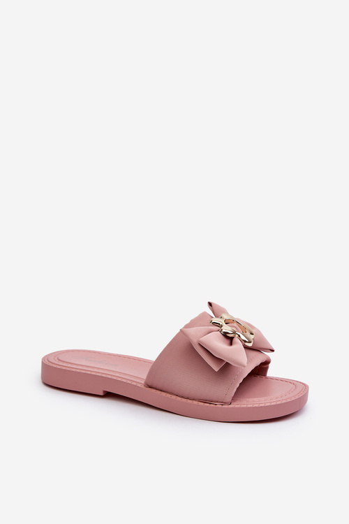 Жіночі рожеві тапочки з бантом Arsicada