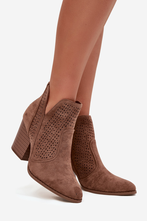 Жіночі перфоровані чоботи на підборах S.Barski HY51-060 коричневі