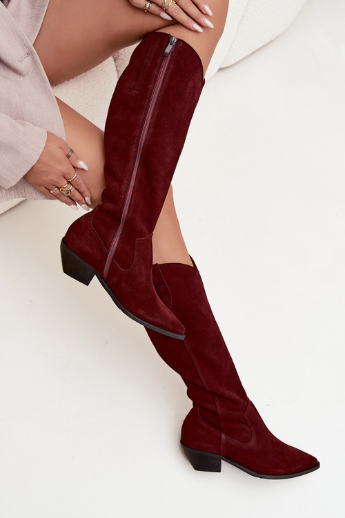 Ковбої Ковбойки З Натуральної Замші З Підігрівом Zazoo 4225 Бордо