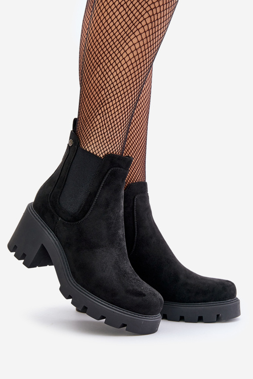 Утеплені черевики челсі на блискавці чорного кольору Arlethia