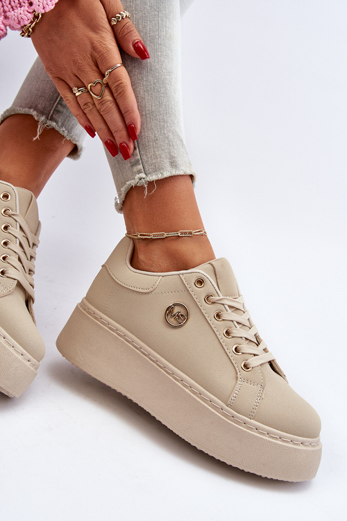Жіночі кросівки на платформі бежевого кольору Eshen