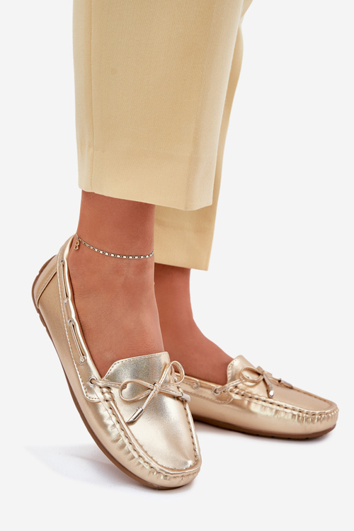 Жіночі еко шкіряні мокасини золоті Si Passione