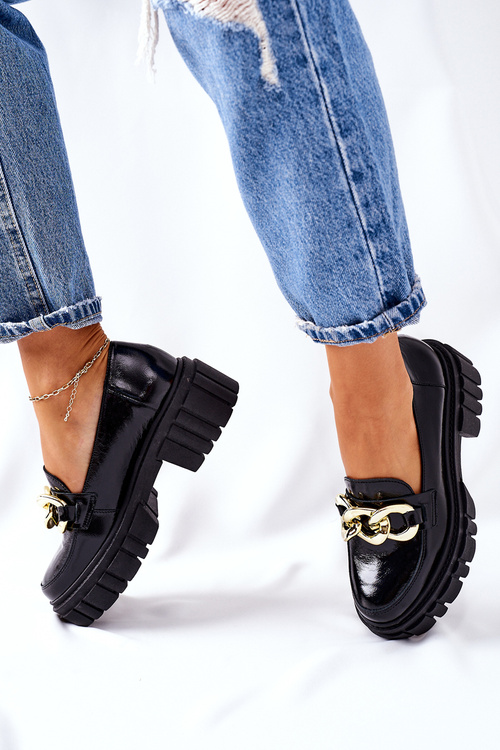 Жіночі броги Лофери шкіряні чорні Laura Messi 2339