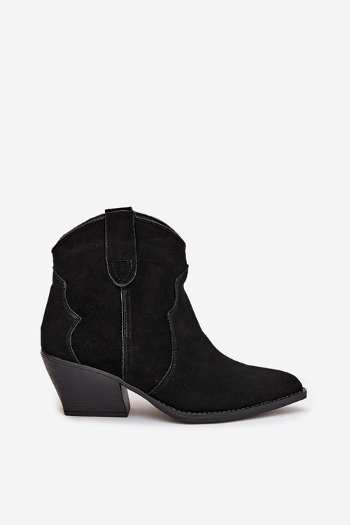 Зручні жіночі ковбойські черевики з натуральної замші Чорний Beretta