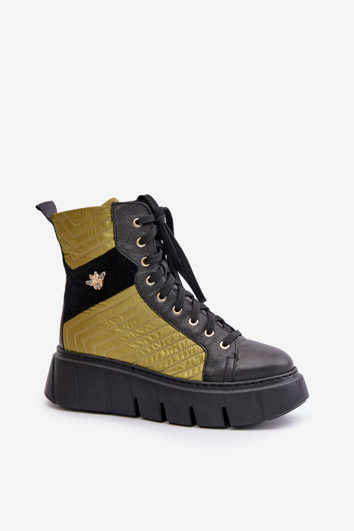 Шкіряні черевики на шнурівці Maciejka 06158-01 Чорні