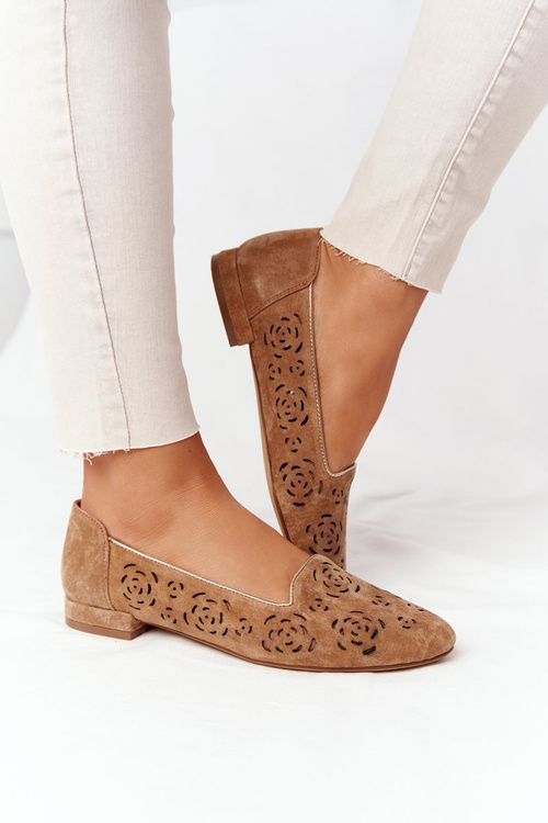 Ажурні жіночі лофери Sergio Leone BL627 Camel