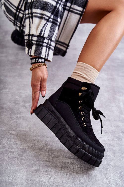 Зручні черевики на платформі Sanchio чорного кольору