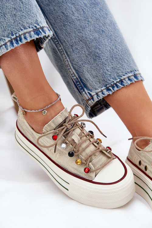 Жіночі Кросівки На Платформі Бежеві GOE RR2N4105