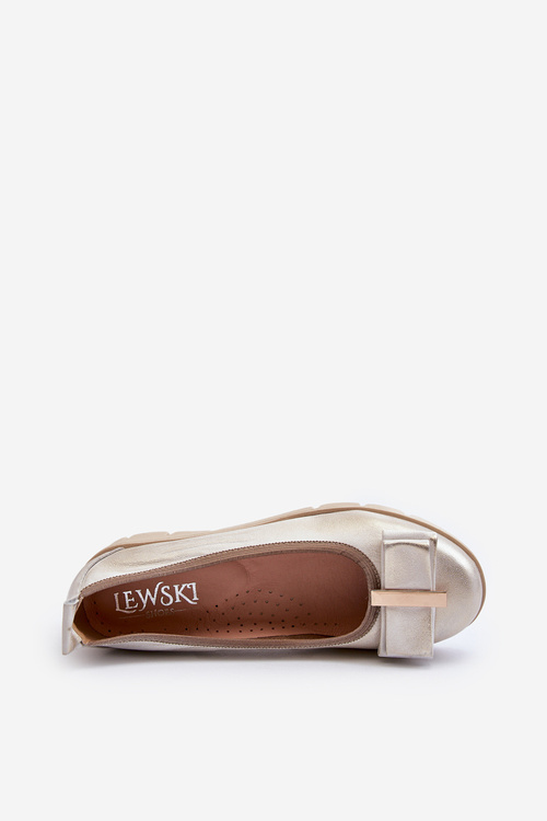 Шкіряні балетки на платформі з золотим декором Lewski 3384