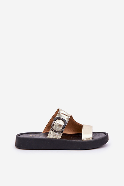 Жіночі Шкіряні Сандалі На Платформі Zazoo 3024 Золоті