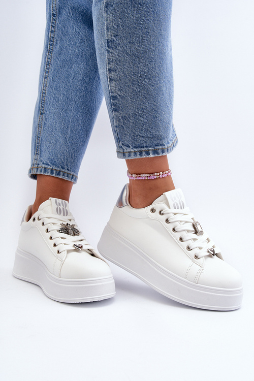 Жіночі кросівки на платформі з білими прикрасами Herbisa