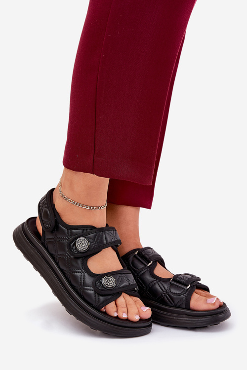 Жіночі Сандалі З Декоративними Деталями На Велкро Чорні Золінер