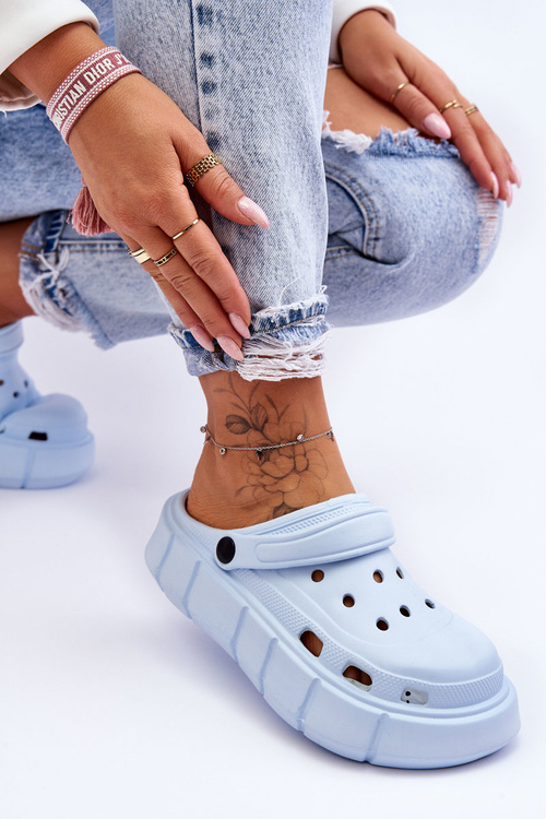 Жіночі крокси на поролоновій платформі світло-блакитний Beckett