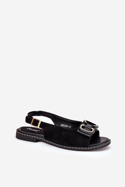 Плоскі Сандалі З Декором Еко Замша Чорні Lilria