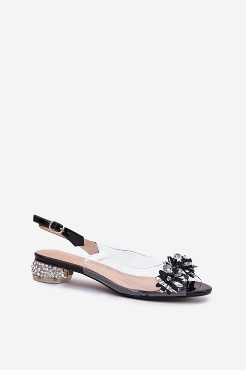 Прозорі Сандалі На Низькому Каблуку З Декором D&A MR51-709 Чорні