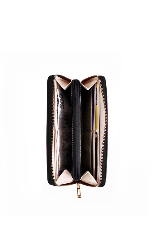 Великий жіночий гаманець на блискавці чорний Hailey